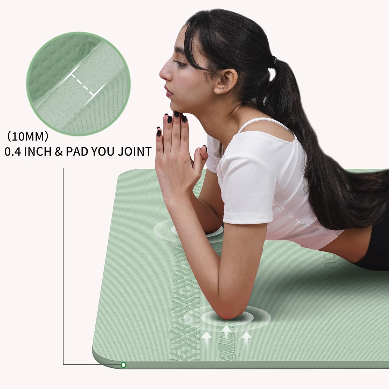 PIDO Large yoga mat extra wide and thick, comfortable non-slip exercise mat flooring for stretching, yoga studio, gym or home workout Green