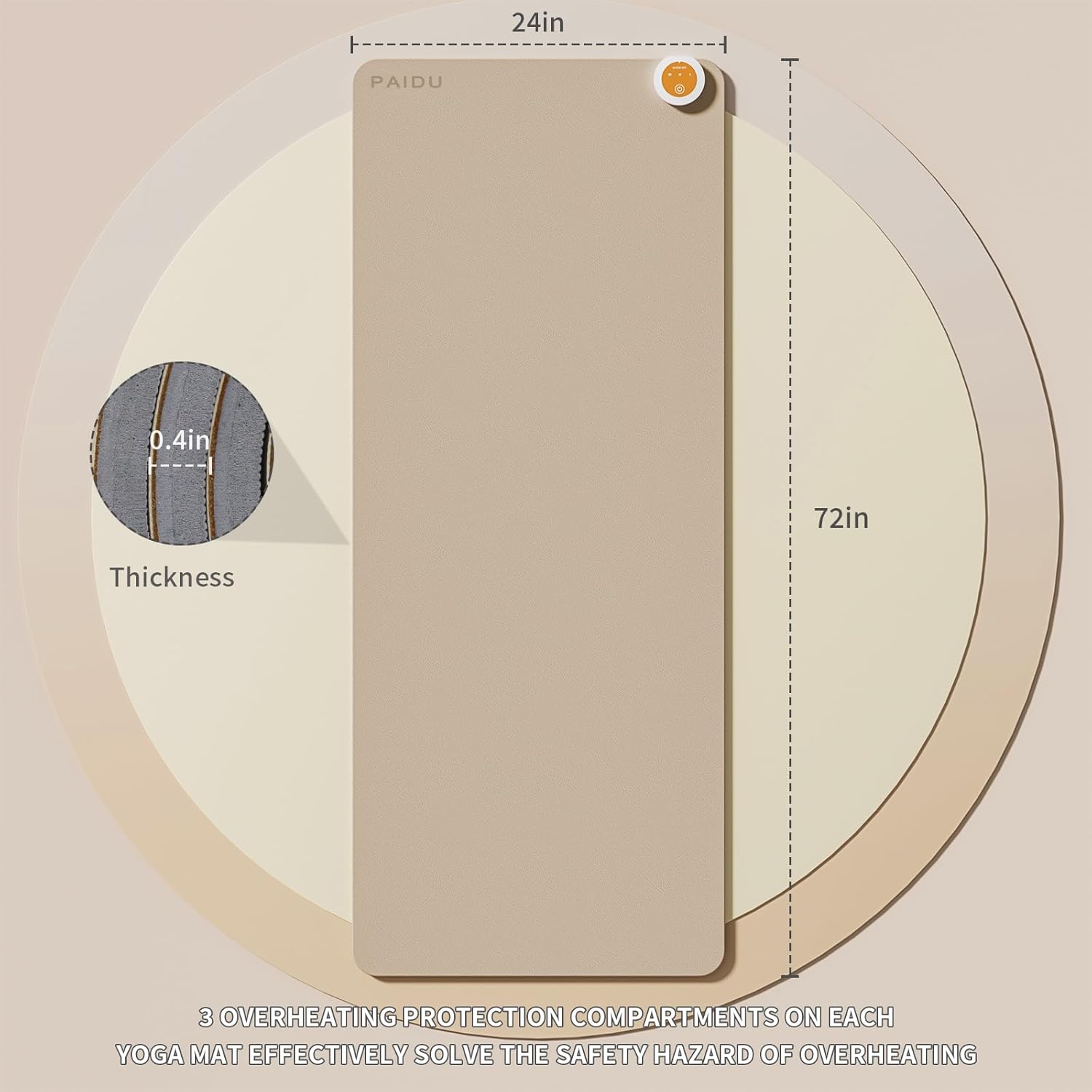 PIDO Heating mat, Adjustable Temperature Heated Floor mat, Extra Large Anti Slip Electric Heating Yoga mat,Foot Warmer,Winter 120V Heated Rug Suitable for Yoga,