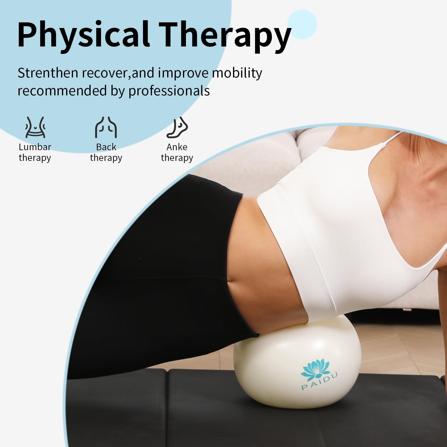 PIDO Pilates Ball 10-inch Core, Anti-Explosion and Anti-Slip Mini Yoga Balls white