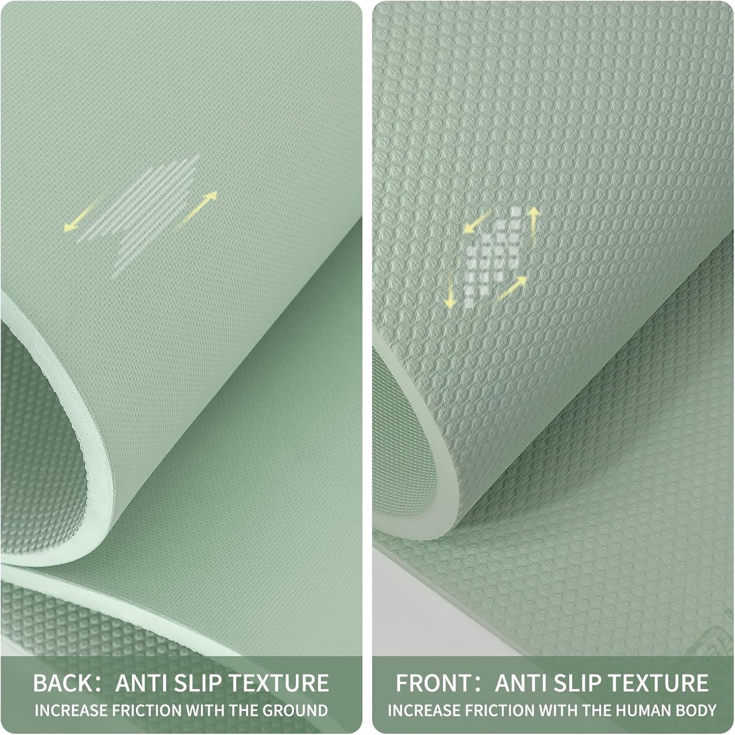 PIDO Large yoga mat extra wide and thick, comfortable non-slip exercise mat flooring for stretching, yoga studio, gym or home workout Green