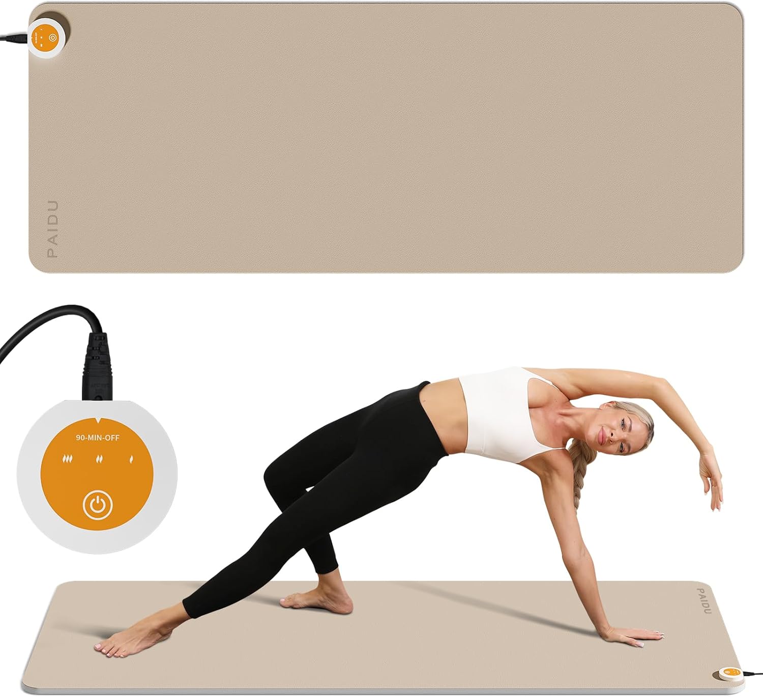 PIDO Heating mat, Adjustable Temperature Heated Floor mat, Extra Large Anti Slip Electric Heating Yoga mat,Foot Warmer,Winter 120V Heated Rug Suitable for Yoga,