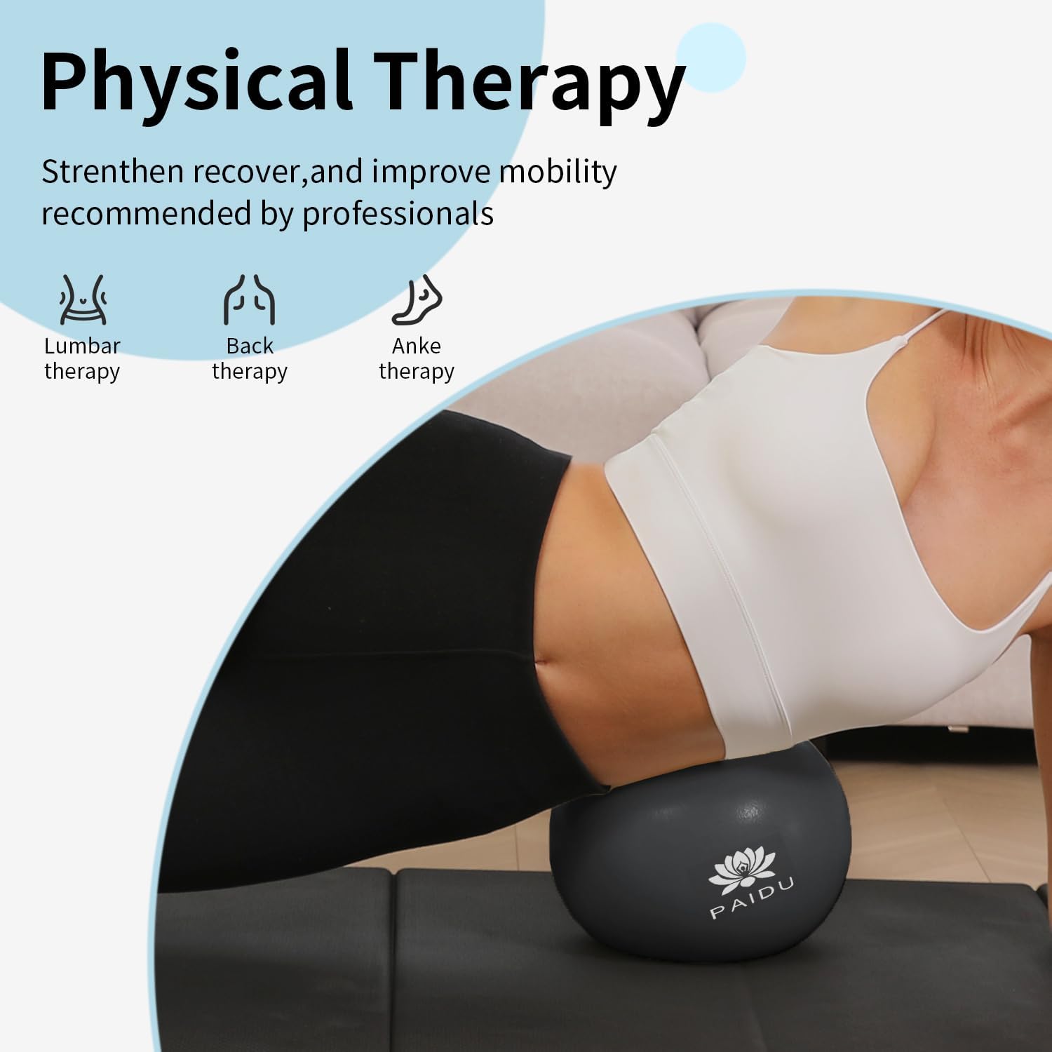 PIDO Pilates Ball 10-inch Core, Anti-Explosion and Anti-Slip Mini Yoga Balls Black