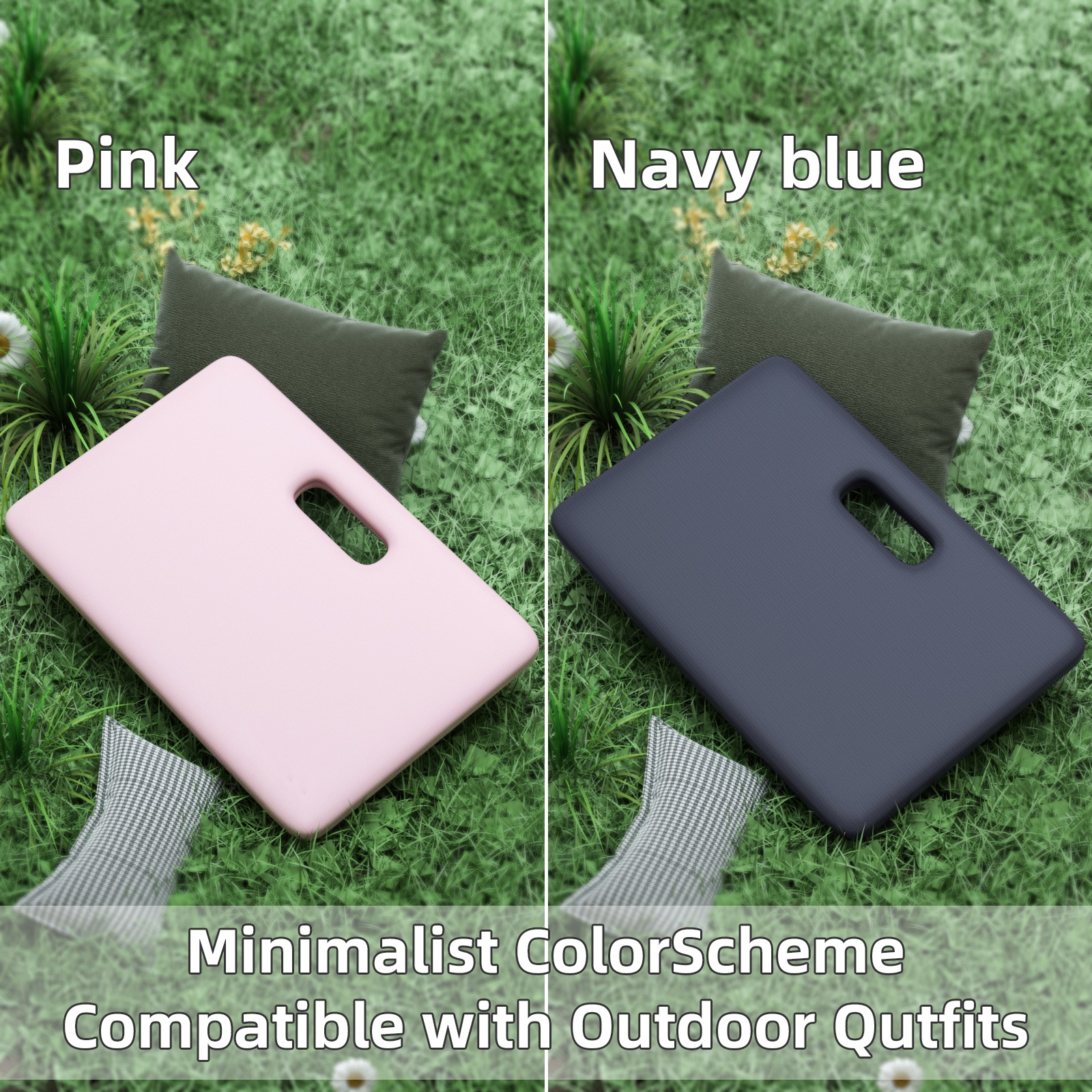 PIDO POE material two folding yoga mat non-slip shock absorption outdoor portable folding mat Pink
