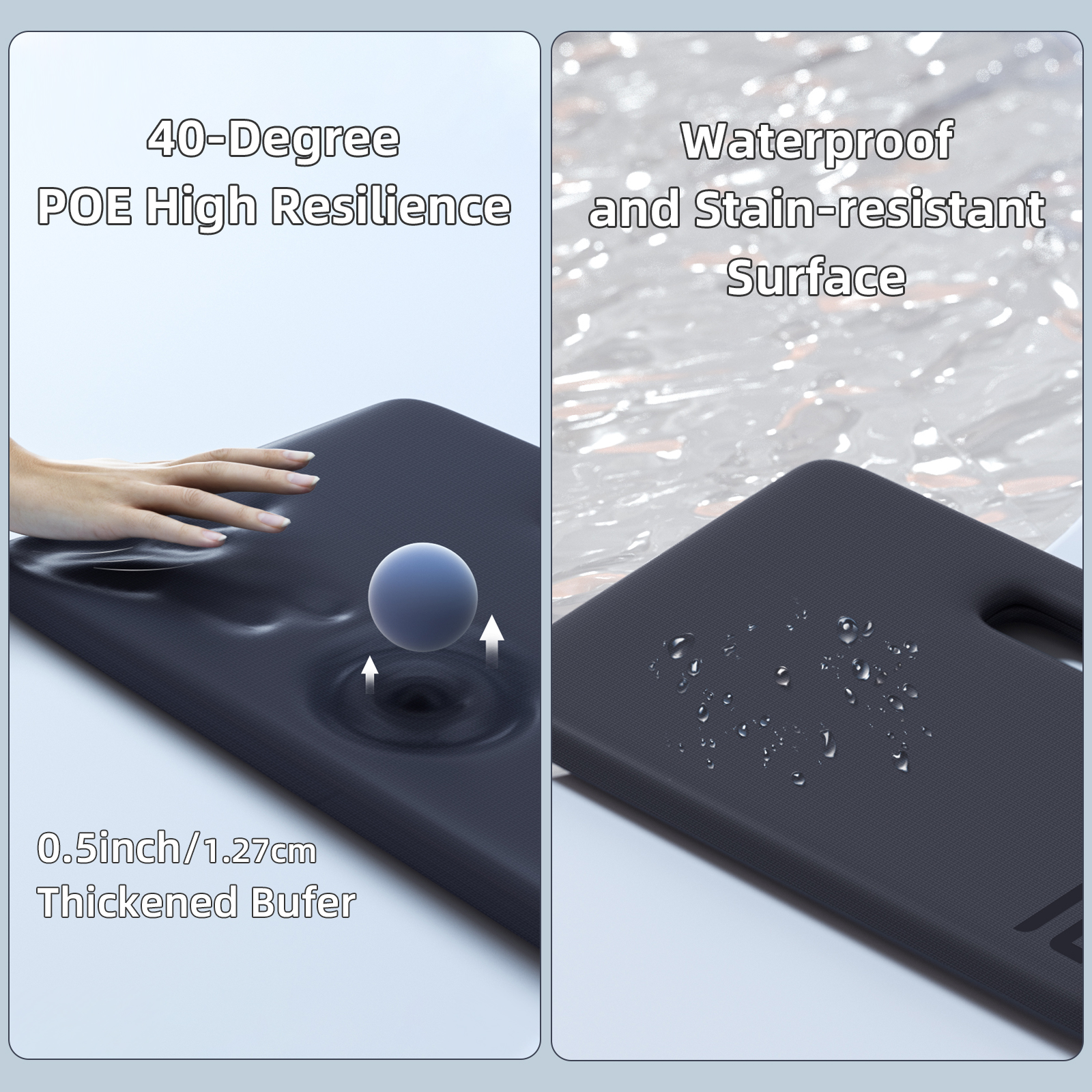 PIDO POE material two folding yoga mat non-slip shock absorption outdoor portable folding mat Navy blue