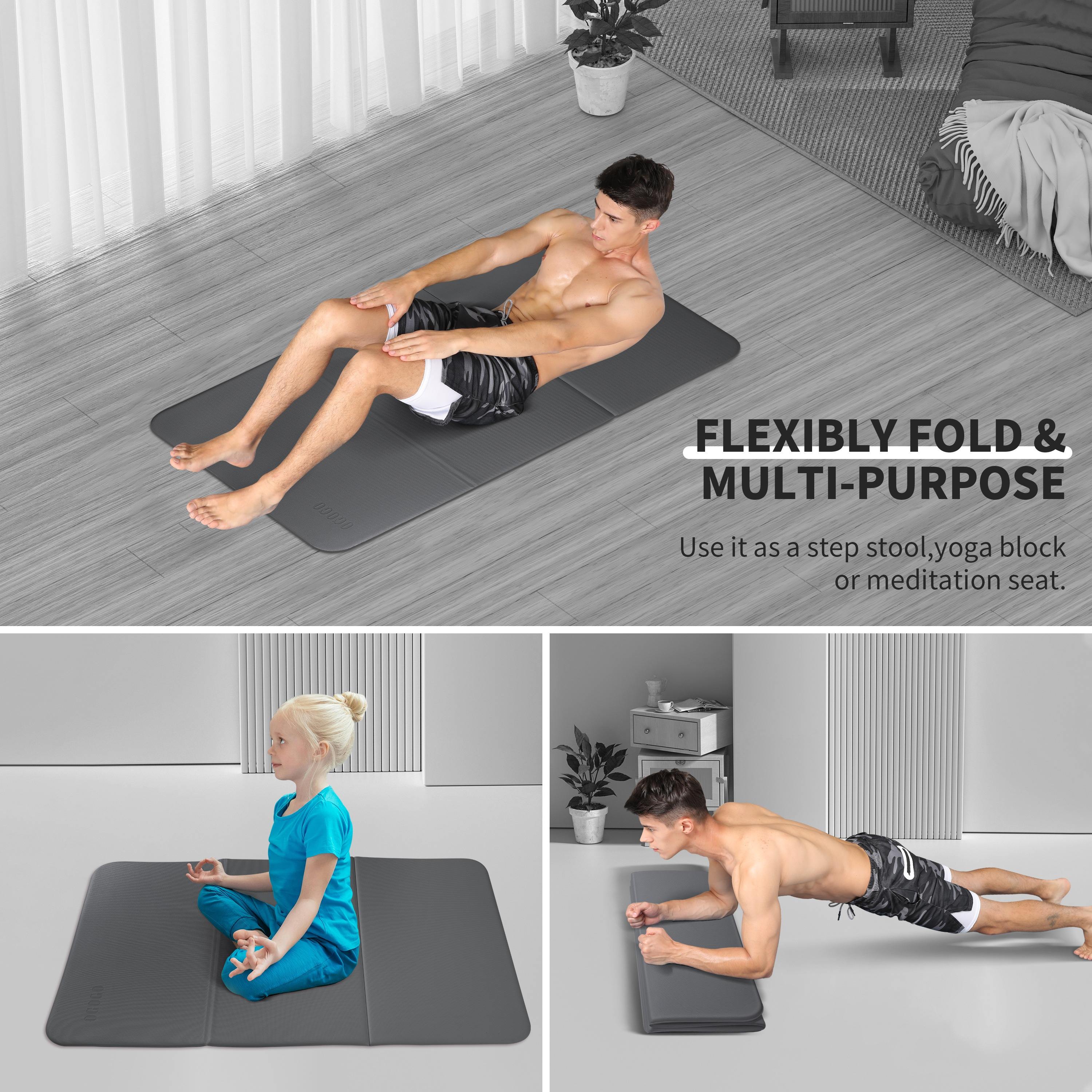 PIDO TPE Thickened Non-slip Outdoor Three-fold Yoga Mat Camping Fitness Portable Mat Grey