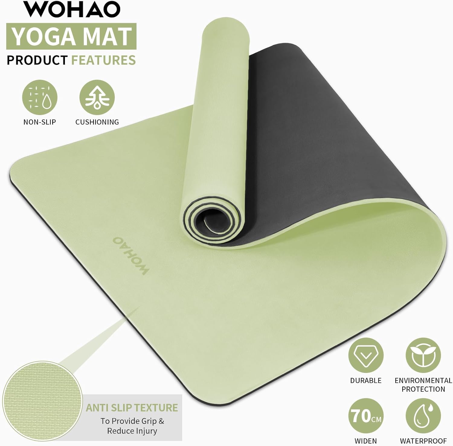 PIDO extra thick 8mm 6mm yoga mat double-sided non-slip exercise mat Dark Green+Black