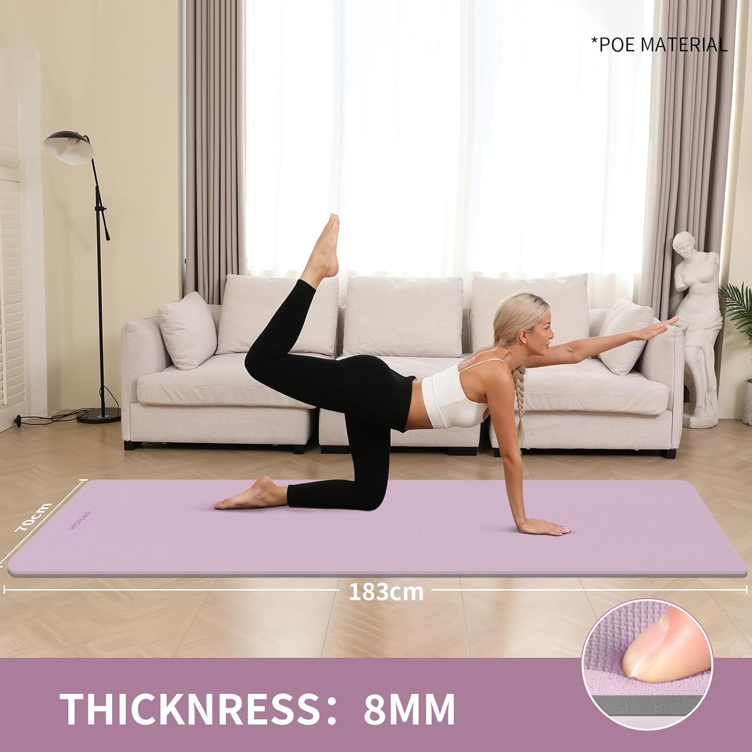 PIDO extra thick 8mm 6mm yoga mat double-sided non-slip exercise mat Dark Taro Purple+Gray