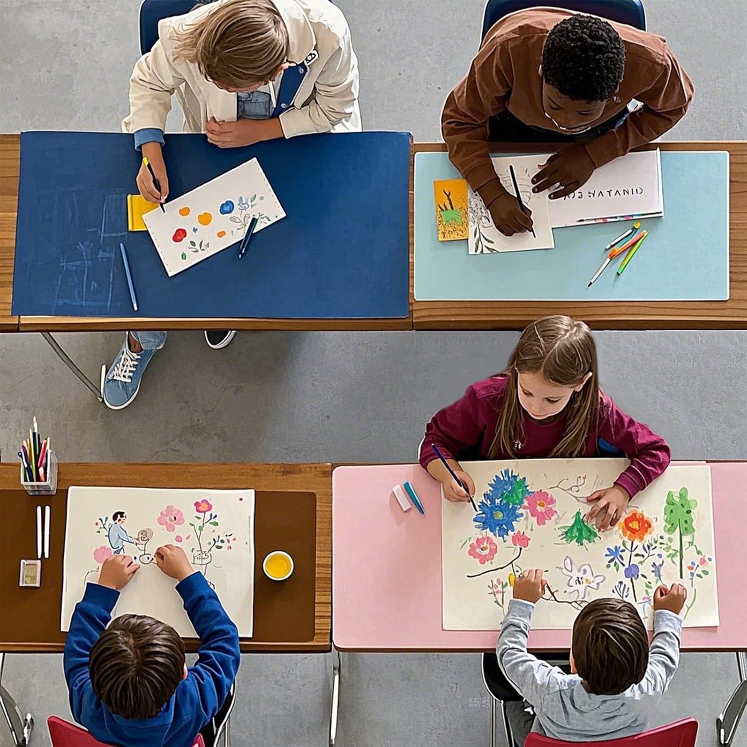 PIDO Reusable Writing Surface Desk Pad, PU with Silicone Coating, Multi-Color Non-Slip Mouse Pad Pink