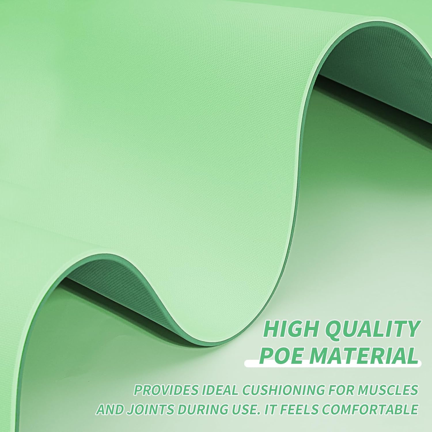 Yoga Mat with Strap,Non-Skid Workout Mat,8mm Thick Yoga Mat,POE Yoga Mats for Women Men Kids,Exercise Mat with Easy-Cinch,72"x24"x0.32” (183x61x0.8cm)  Green Dark Green