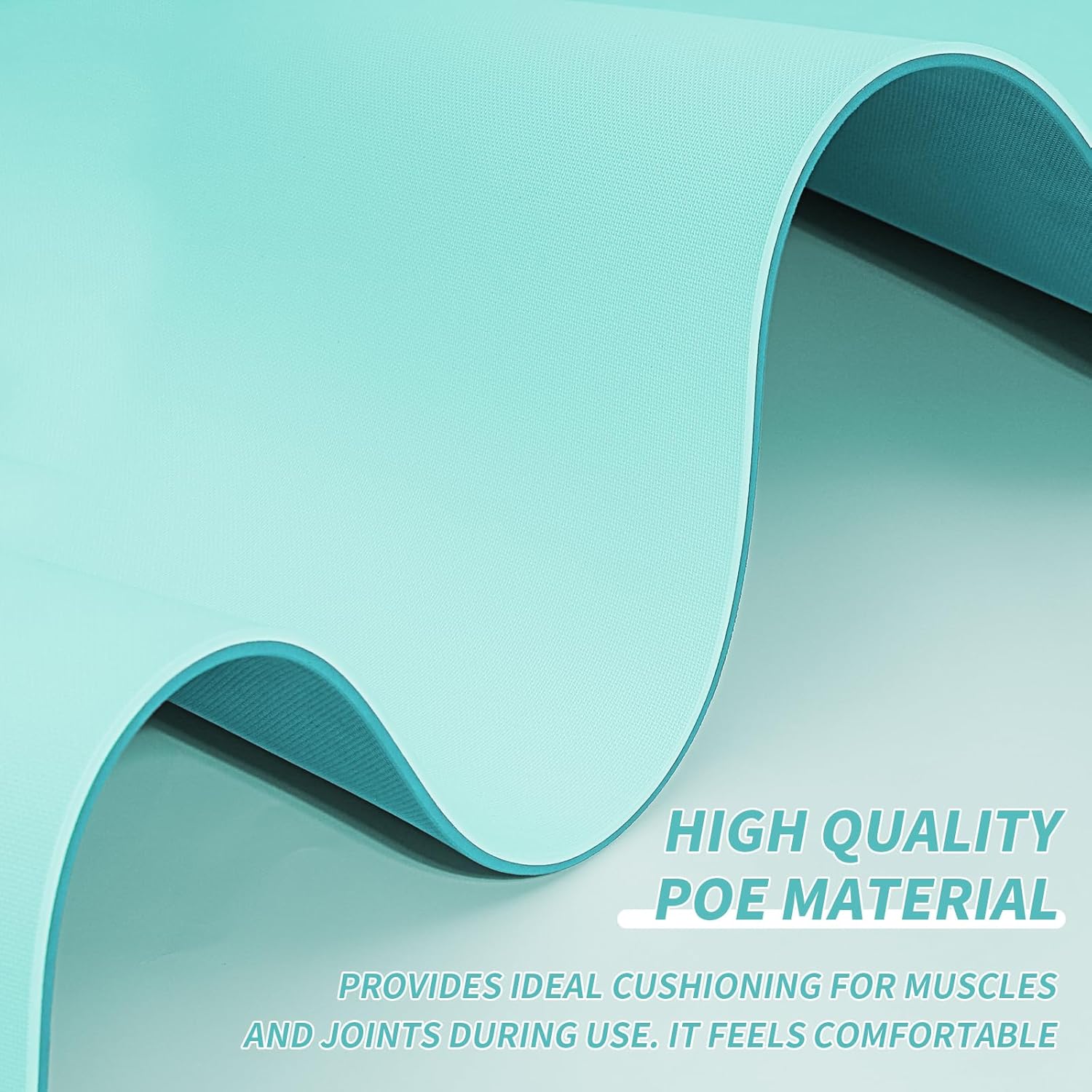 Yoga Mat with Strap,Non-Skid Workout Mat,8mm Thick Yoga Mat,POE Yoga Mats for Women Men Kids,Exercise Mat with Easy-Cinch,72"x24"x0.32” (183x61x0.8cm)  Light Green +Teal