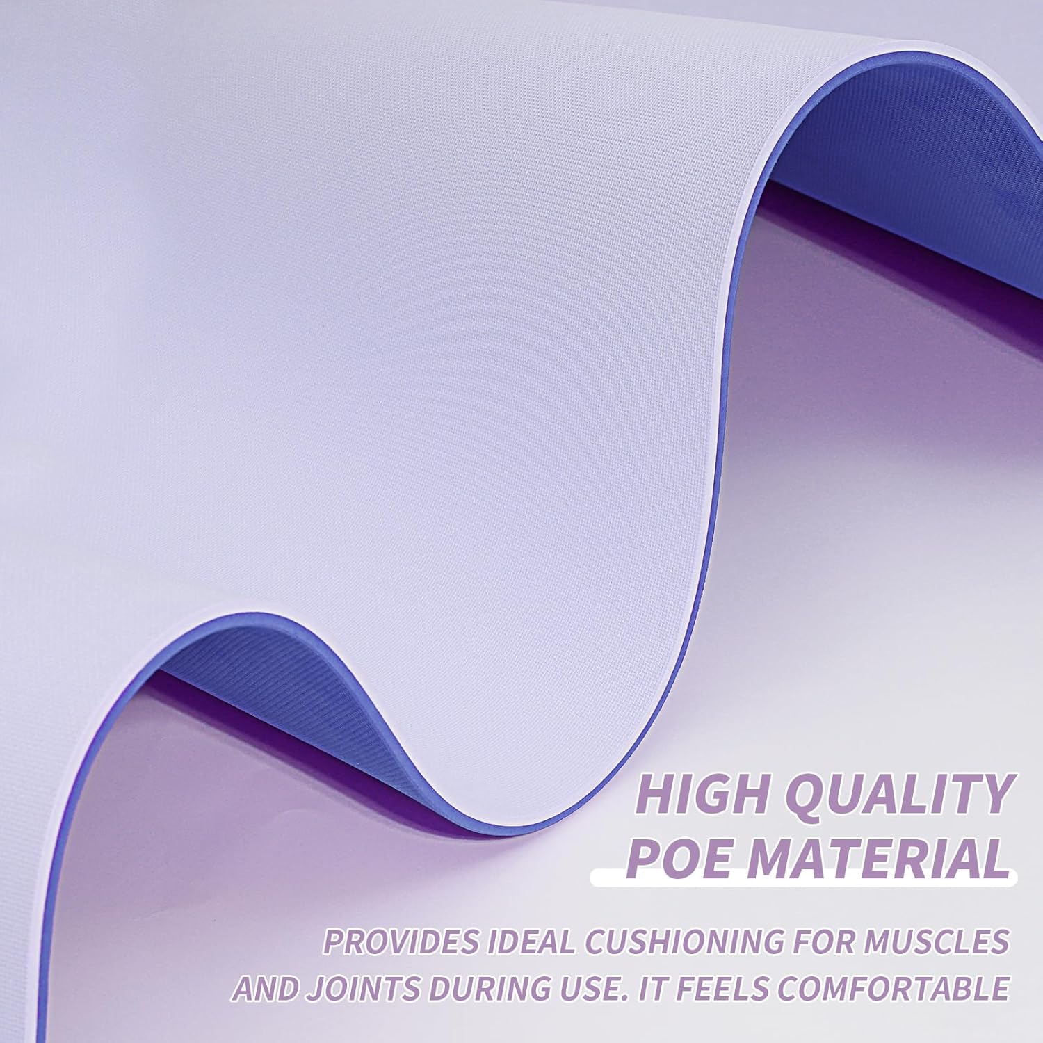 Yoga Mat with Strap,Non-Skid Workout Mat,8mm Thick Yoga Mat,POE Yoga Mats for Women Men Kids,Exercise Mat with Easy-Cinch,72"x24"x0.32” (183x61x0.8cm) Violet+Purple