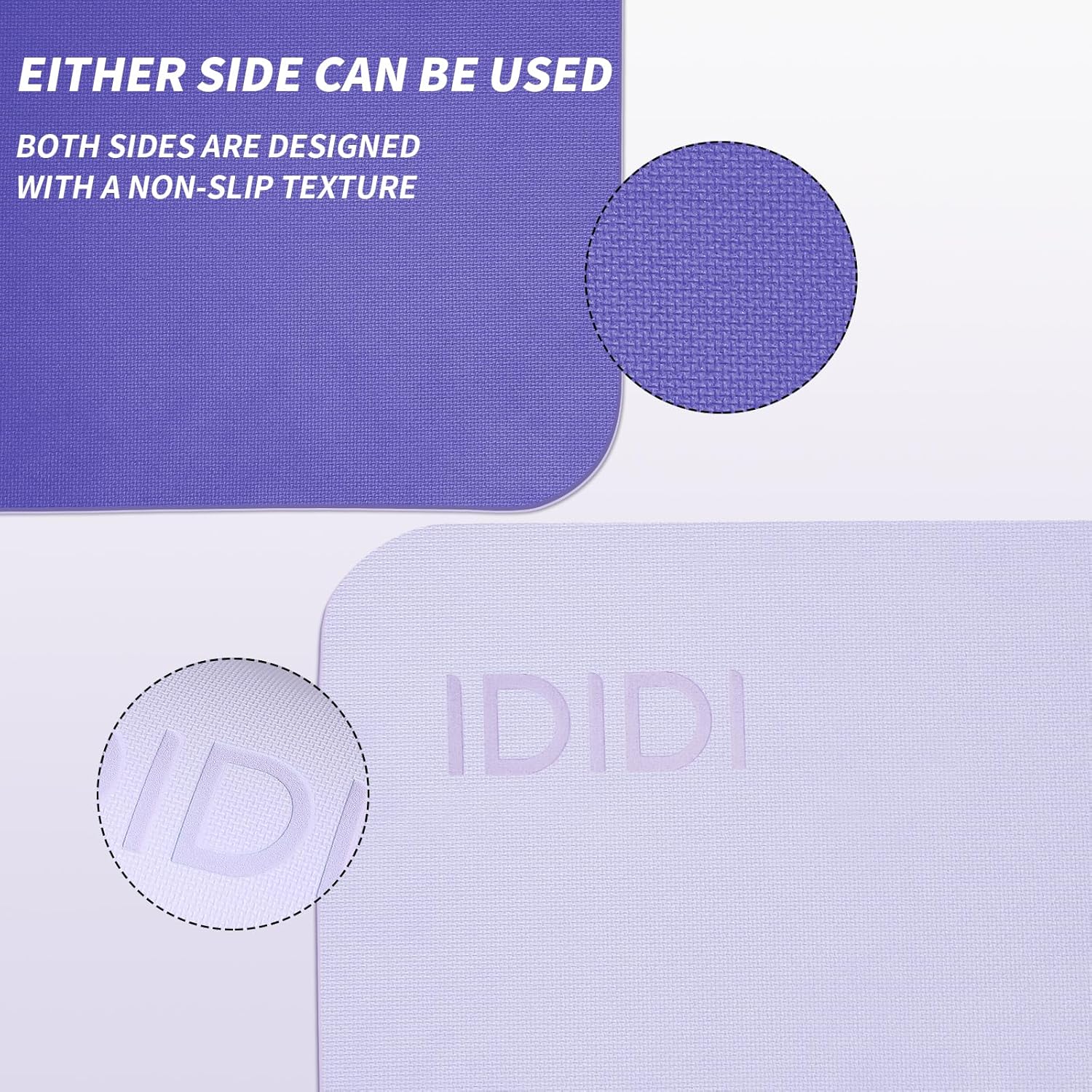 Yoga Mat with Strap,Non-Skid Workout Mat,8mm Thick Yoga Mat,POE Yoga Mats for Women Men Kids,Exercise Mat with Easy-Cinch,72"x24"x0.32” (183x61x0.8cm) Violet+Purple