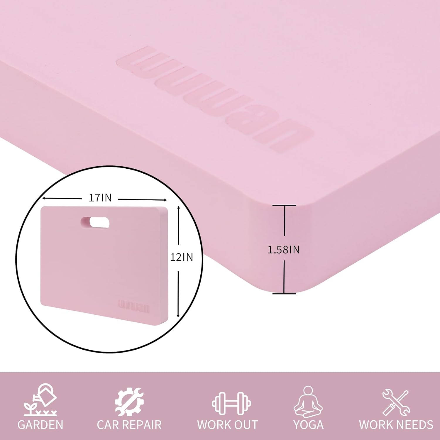 Yoga kneeling mat, 1.5in Thick,Knee Push-ups, Plank Support & Yoga Elbows/Knees Mat Provides Cushion for Kneeling & Elbows Pink