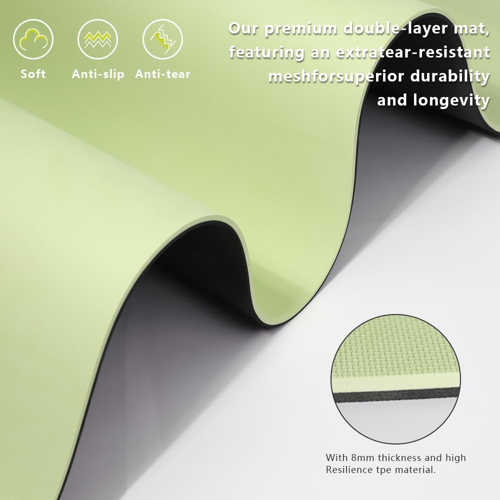 Large Yoga Mat - 80CM Wide Yoga Matt Non-Slip Thick 1/3 Inch Eco-Friendly Exercise Mat with Carrying Strap for Women Yoga, Pilates, Home Workouts (72x32")