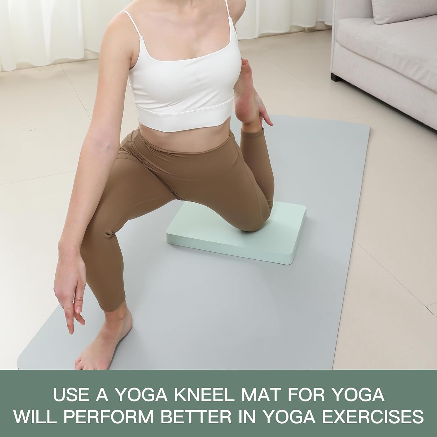 Yoga kneeling mat, 1.5in Thick,Knee Push-ups, Plank Support & Yoga Elbows/Knees Mat Provides Cushion for Kneeling & Elbows Green