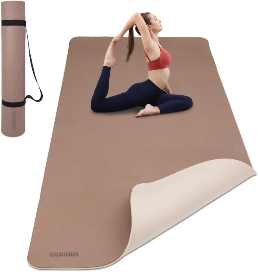 Large Yoga Mat - 80CM Wide Yoga Matt Non-Slip Thick 1/3 Inch Eco-Friendly Exercise Mat with Carrying Strap for Women Yoga, Pilates, Home Workouts (72x32")