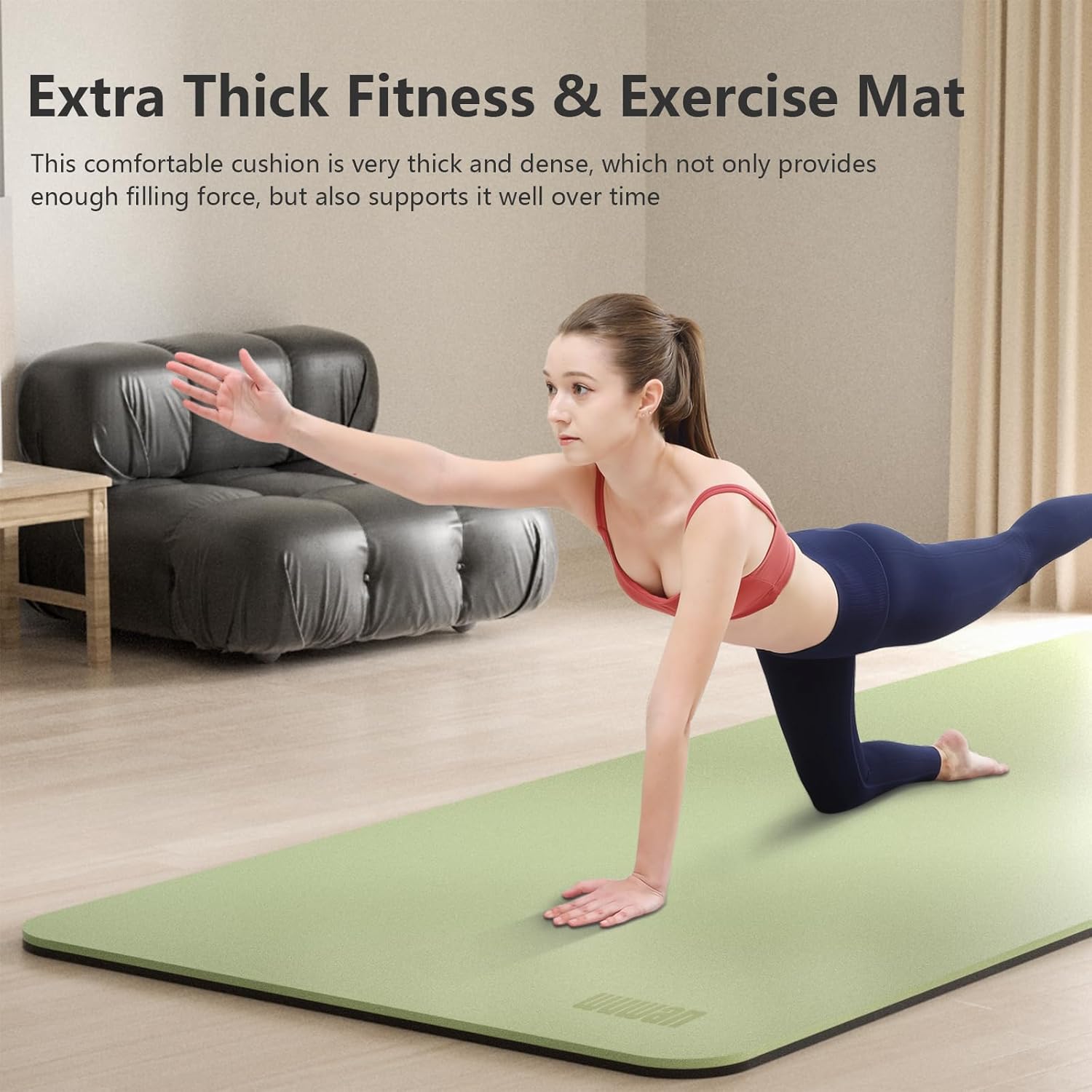 Large Yoga Mat - 80CM Wide Yoga Matt Non-Slip Thick 1/3 Inch Eco-Friendly Exercise Mat with Carrying Strap for Women Yoga, Pilates, Home Workouts (72x32")