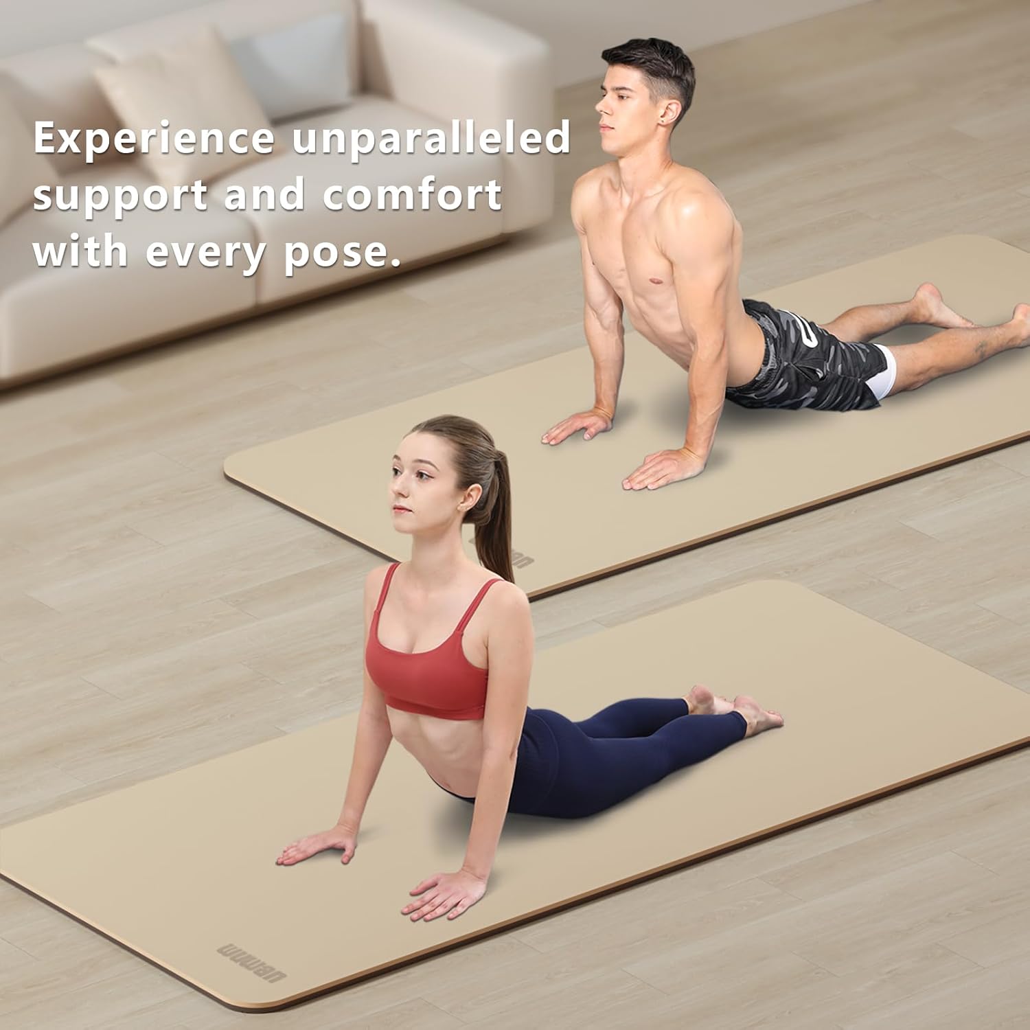 Large Yoga Mat - 80CM Wide Yoga Matt Non-Slip Thick 1/3 Inch Eco-Friendly Exercise Mat with Carrying Strap for Women Yoga, Pilates, Home Workouts (72x32") Milk coffee