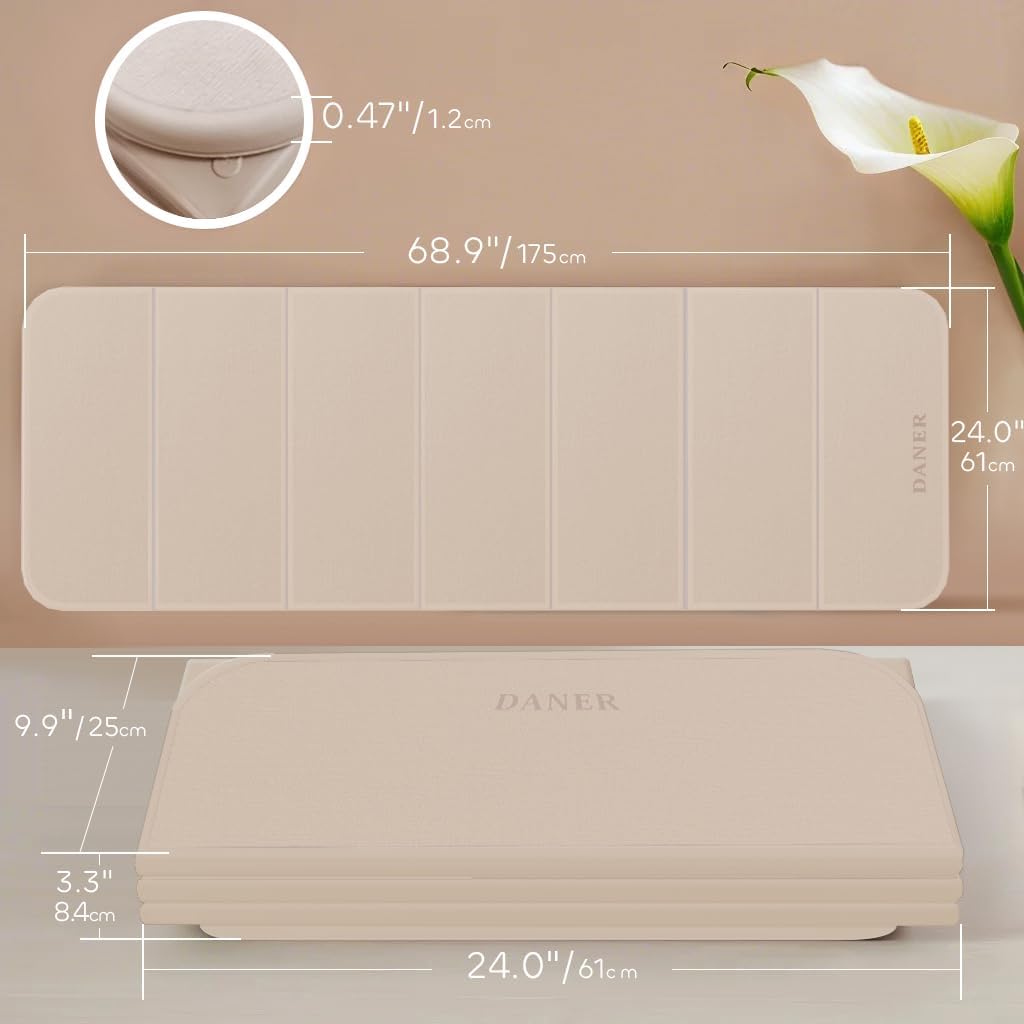 Foldable Extra Thick 1/2" Yoga Mat,Non Slip,Easy to Store for Yoga/Travel/Pilates/Workouts/Camping,Eco-Friendly Exercise (68.9"L x 24"W)