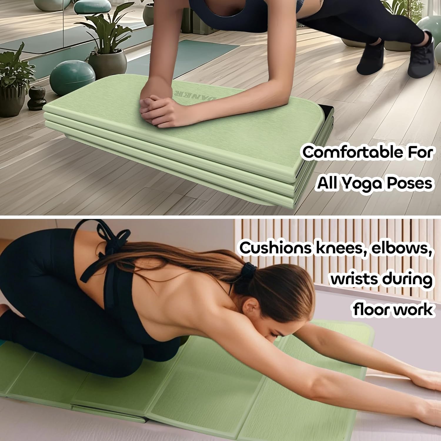 Foldable Extra Thick 1/2" Yoga Mat,Non Slip,Easy to Store for Yoga/Travel/Pilates/Workouts/Camping,Eco-Friendly Exercise (68.9"L x 24"W)