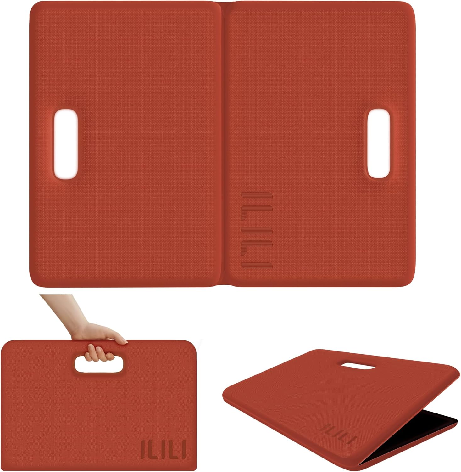 Foldable Garden Kneeling Pad - Waterproof Leather Bottom & TPE Material Top, Anti slip and Wear resistant, Carry Handle, 0.5 Inch Thick Cushioned, Knee Pad for Gardening, Cleaning, Kneeling Work