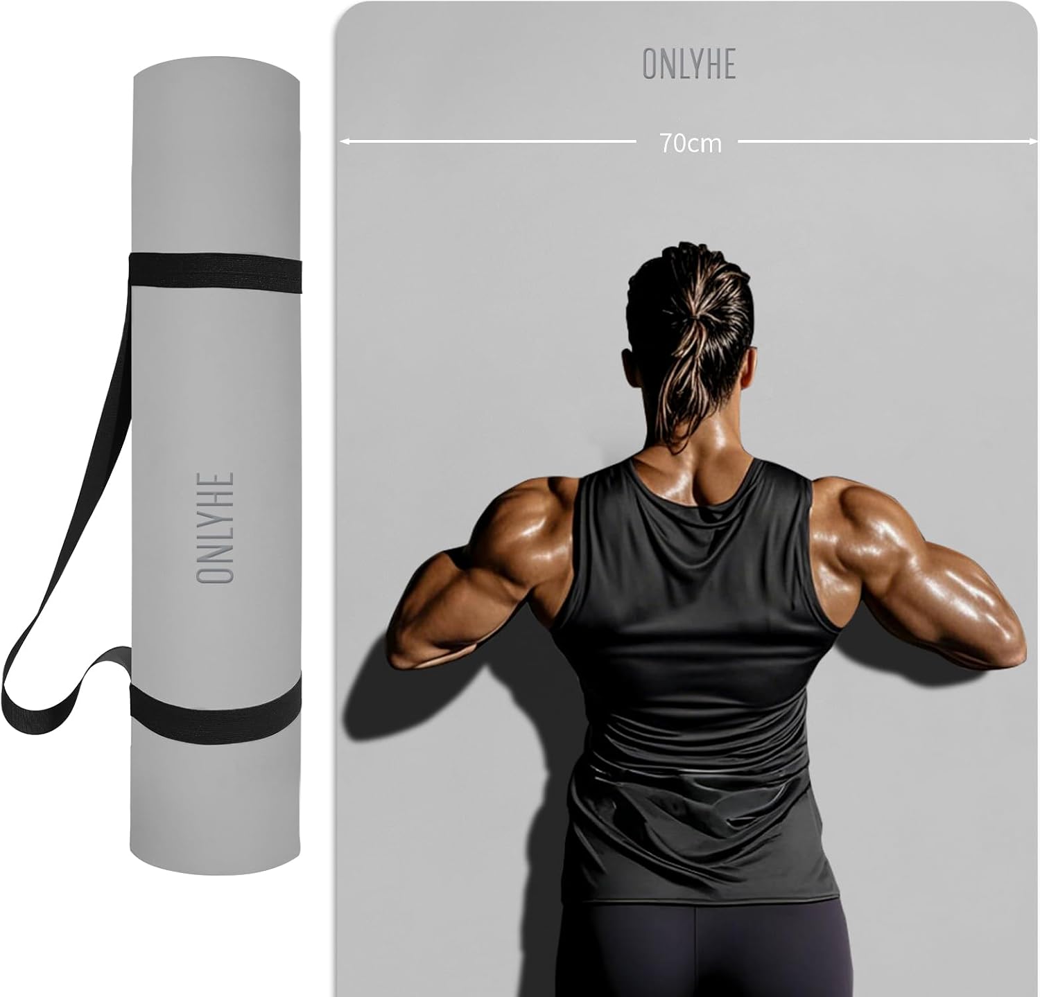 Extra Wide yoga mat 70cm Non Slip POE Exercise Mat Eco Friendly High Resiliency Fitness Mats With Strap for Women,gymnastics, Pilates, Home, Floor, Workout (72" x 27.5" x 0.32")