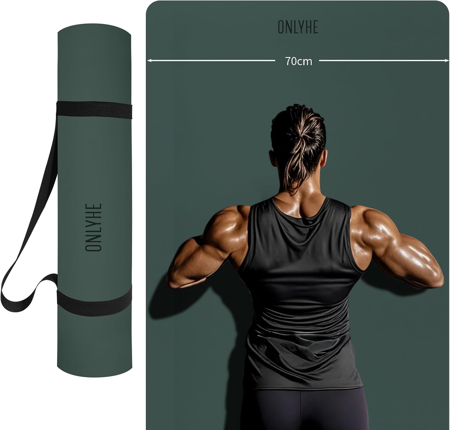 Extra Wide yoga mat 70cm Non Slip POE Exercise Mat Eco Friendly High Resiliency Fitness Mats With Strap for Women,gymnastics, Pilates, Home, Floor, Workout (72" x 27.5" x 0.32")