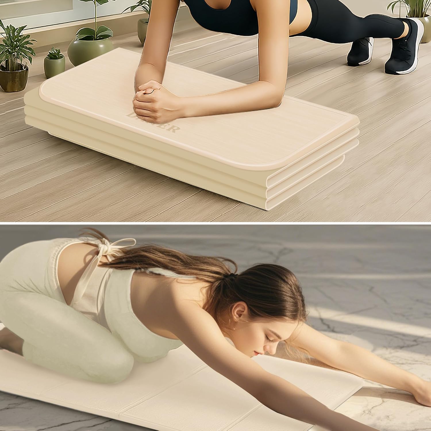 Foldable Extra Thick 1/2" Yoga Mat,Non Slip,Easy to Store for Yoga/Travel/Pilates/Workouts/Camping,Eco-Friendly Exercise (68.9"L x 24"W)