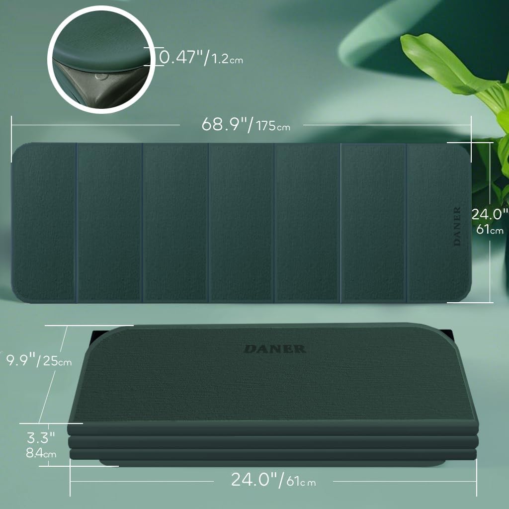 Foldable Extra Thick 1/2" Yoga Mat,Non Slip,Easy to Store for Yoga/Travel/Pilates/Workouts/Camping,Eco-Friendly Exercise (68.9"L x 24"W)