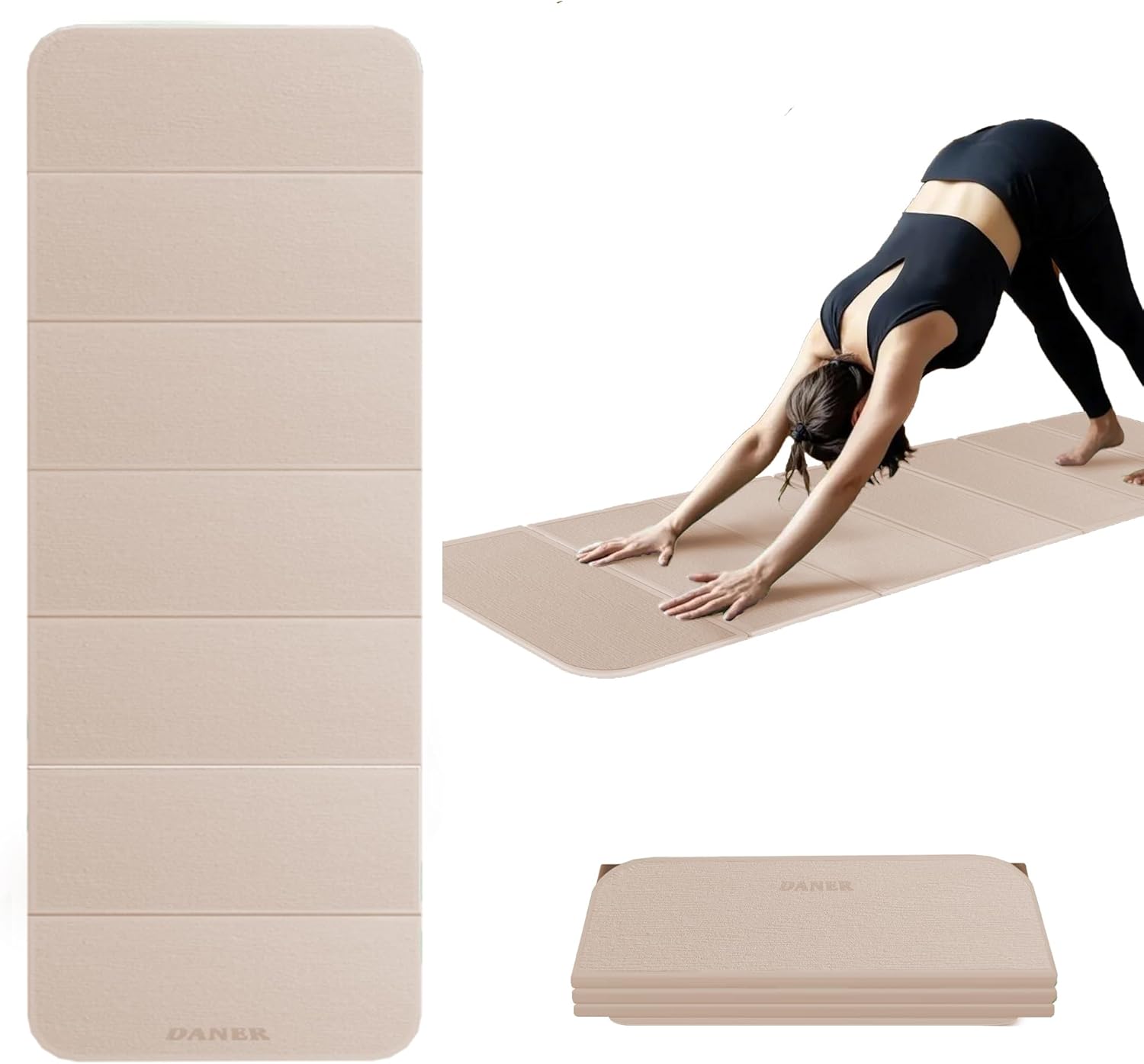 Foldable Extra Thick 1/2" Yoga Mat,Non Slip,Easy to Store for Yoga/Travel/Pilates/Workouts/Camping,Eco-Friendly Exercise (68.9"L x 24"W)