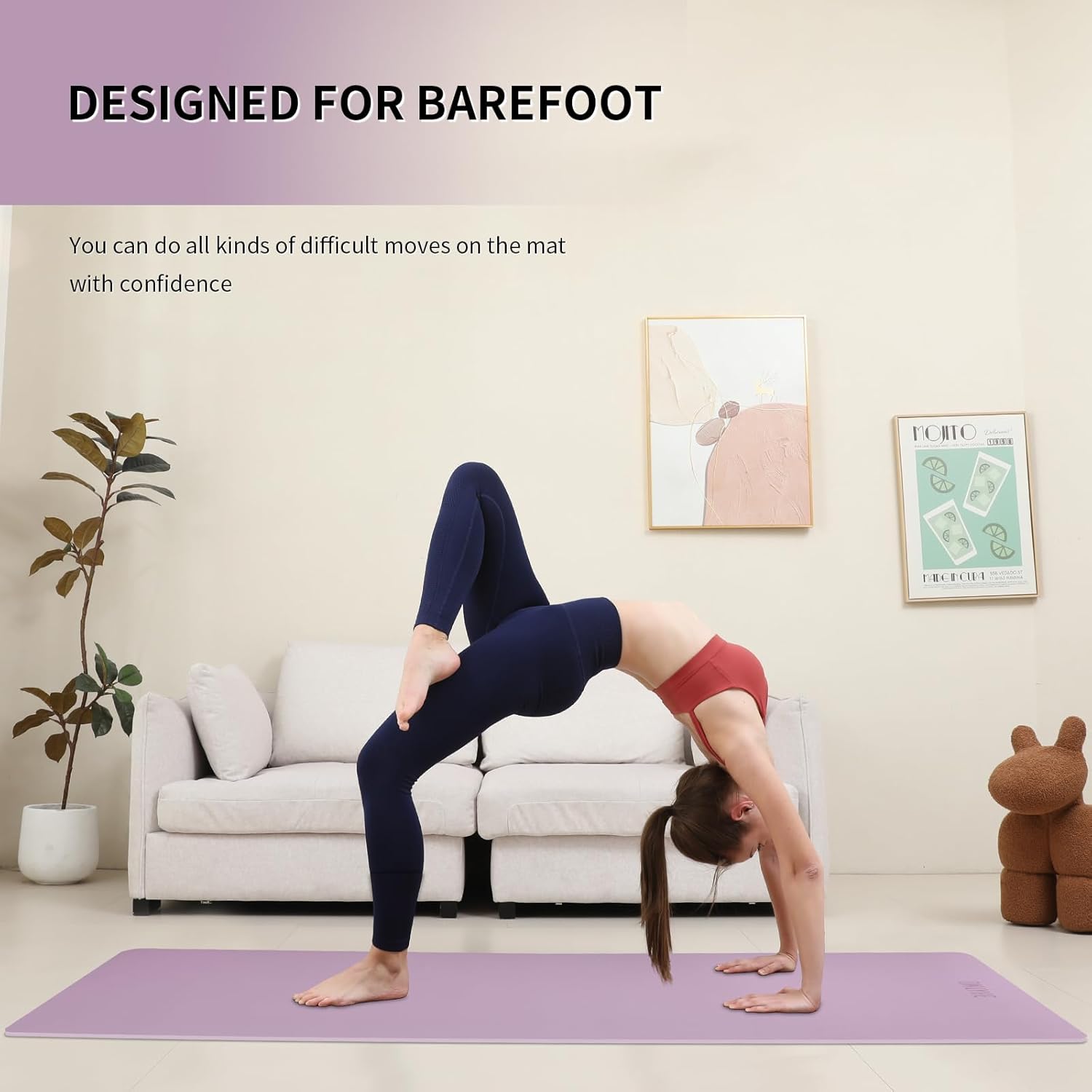 Extra Wide yoga mat 70cm Non Slip POE Exercise Mat Eco Friendly High Resiliency Fitness Mats With Strap for Women,gymnastics, Pilates, Home, Floor, Workout (72" x 27.5" x 0.32")