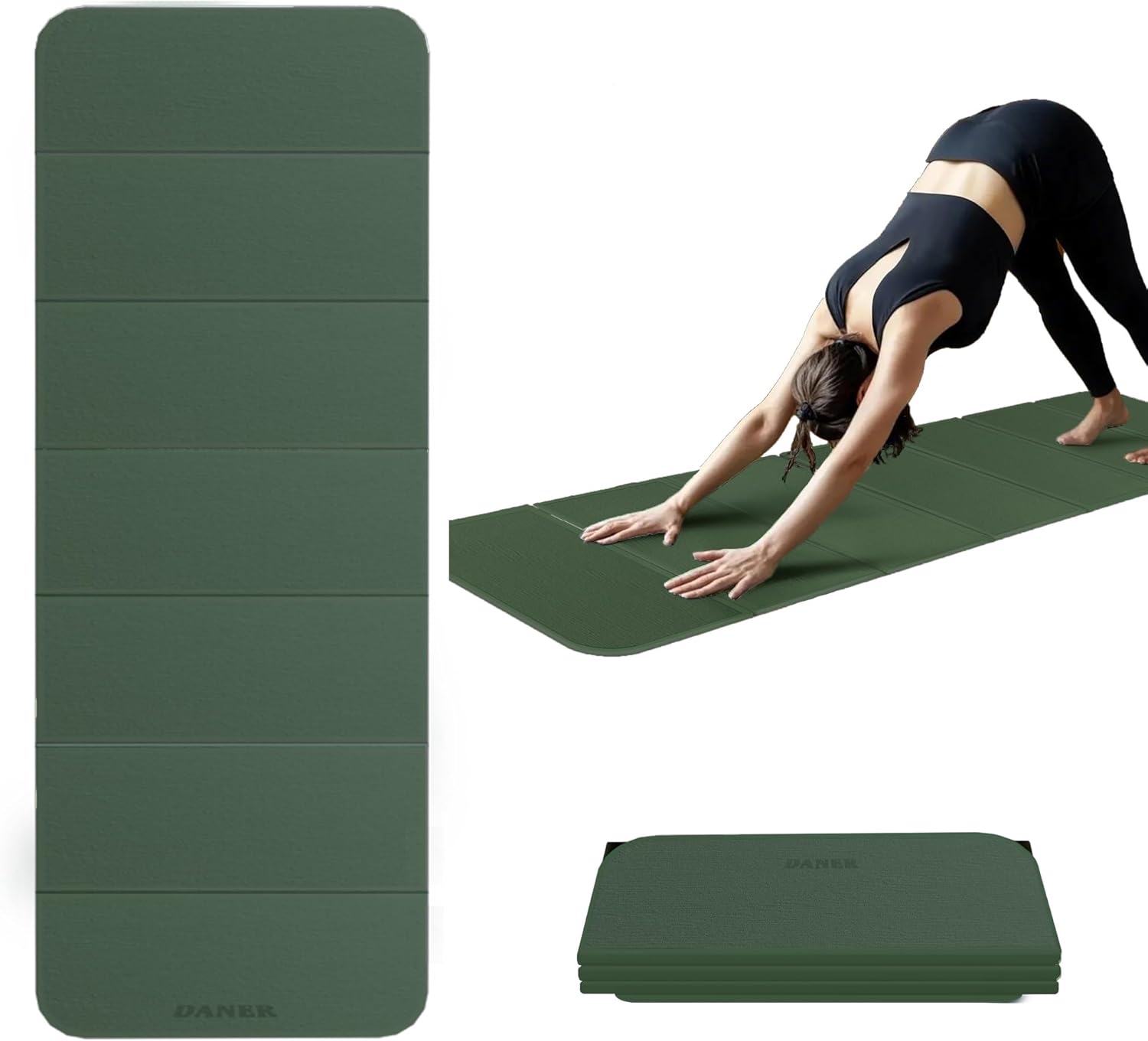 Foldable Extra Thick 1/2" Yoga Mat,Non Slip,Easy to Store for Yoga/Travel/Pilates/Workouts/Camping,Eco-Friendly Exercise (68.9"L x 24"W)