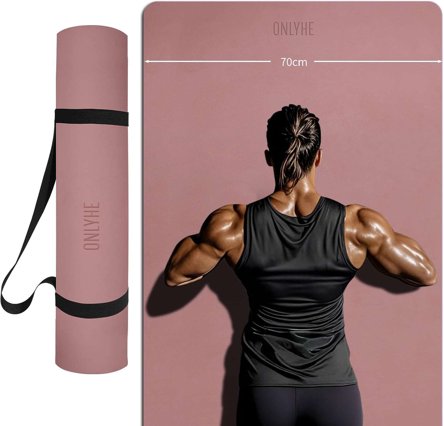 Extra Wide yoga mat 70cm Non Slip POE Exercise Mat Eco Friendly High Resiliency Fitness Mats With Strap for Women,gymnastics, Pilates, Home, Floor, Workout (72" x 27.5" x 0.32")