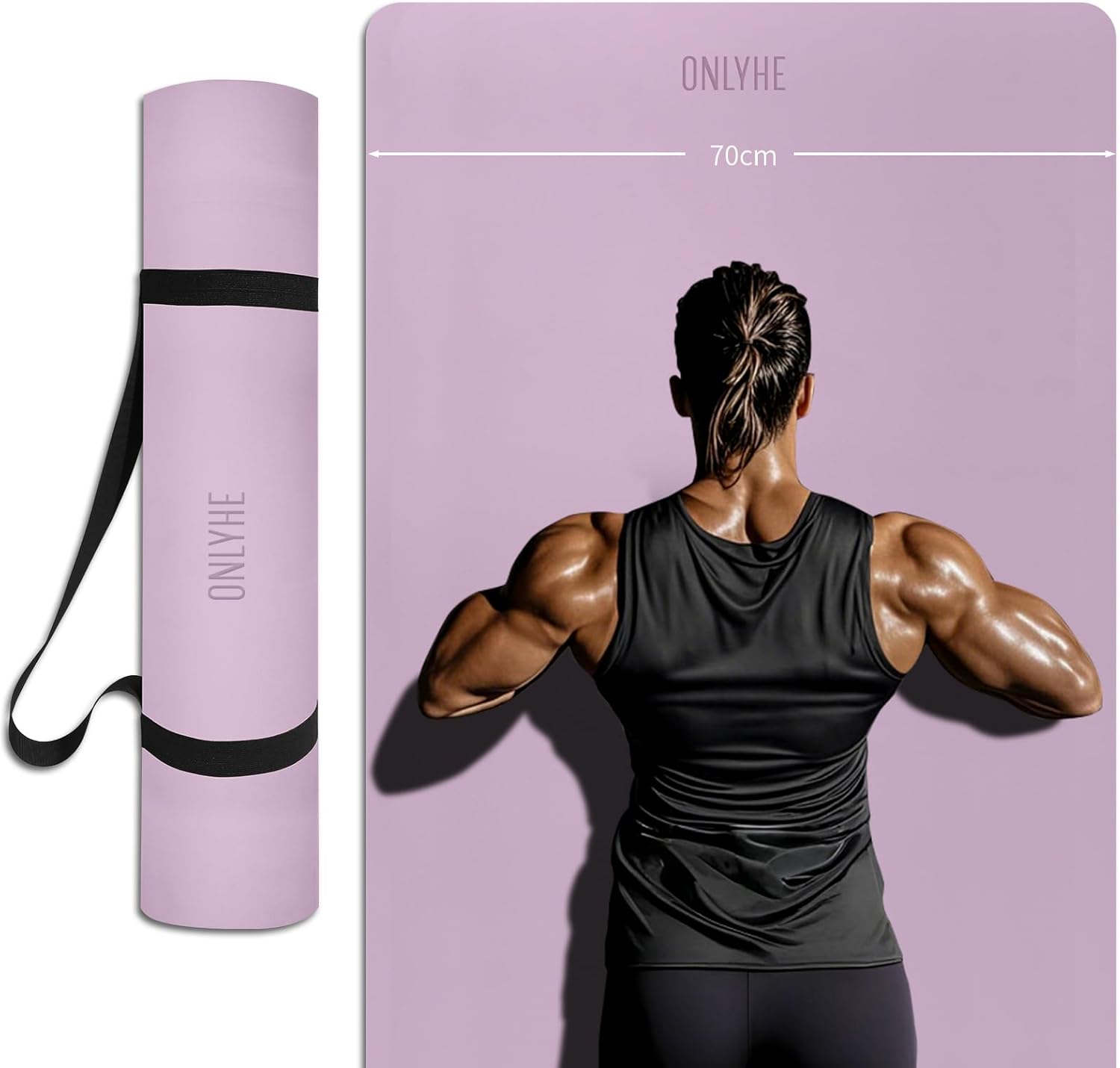 Extra Wide yoga mat 70cm Non Slip POE Exercise Mat Eco Friendly High Resiliency Fitness Mats With Strap for Women,gymnastics, Pilates, Home, Floor, Workout (72" x 27.5" x 0.32")