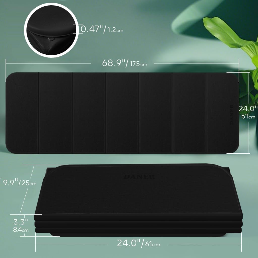 Foldable Extra Thick 1/2" Yoga Mat,Non Slip,Easy to Store for Yoga/Travel/Pilates/Workouts/Camping,Eco-Friendly Exercise (68.9"L x 24"W)