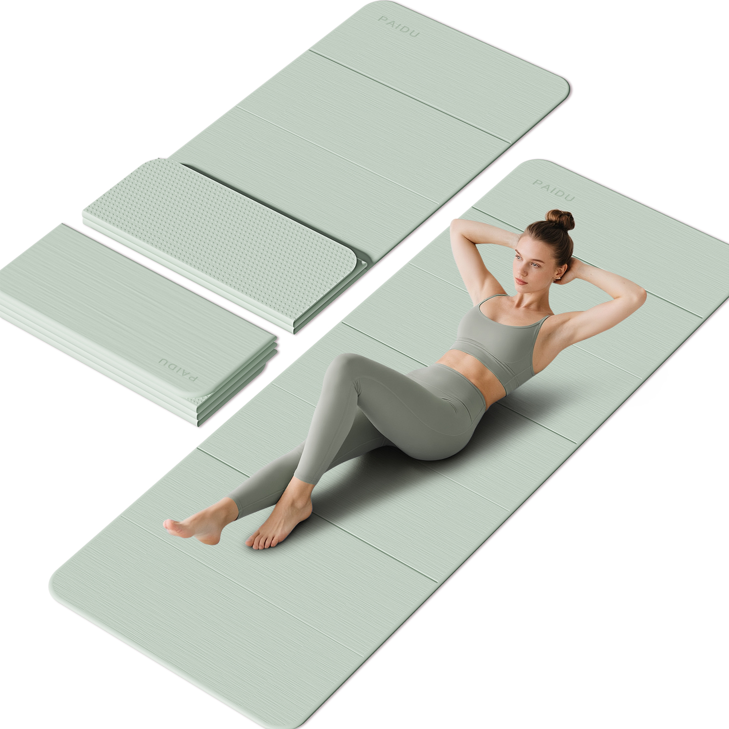 Foldable Yoga Mat - 10mm Extra Thick, 75"26" Non-Slip Exercise Fitness Mat | SGS Eco-Certified, Portable for Yoga/Pilates/Studio/Home Workout