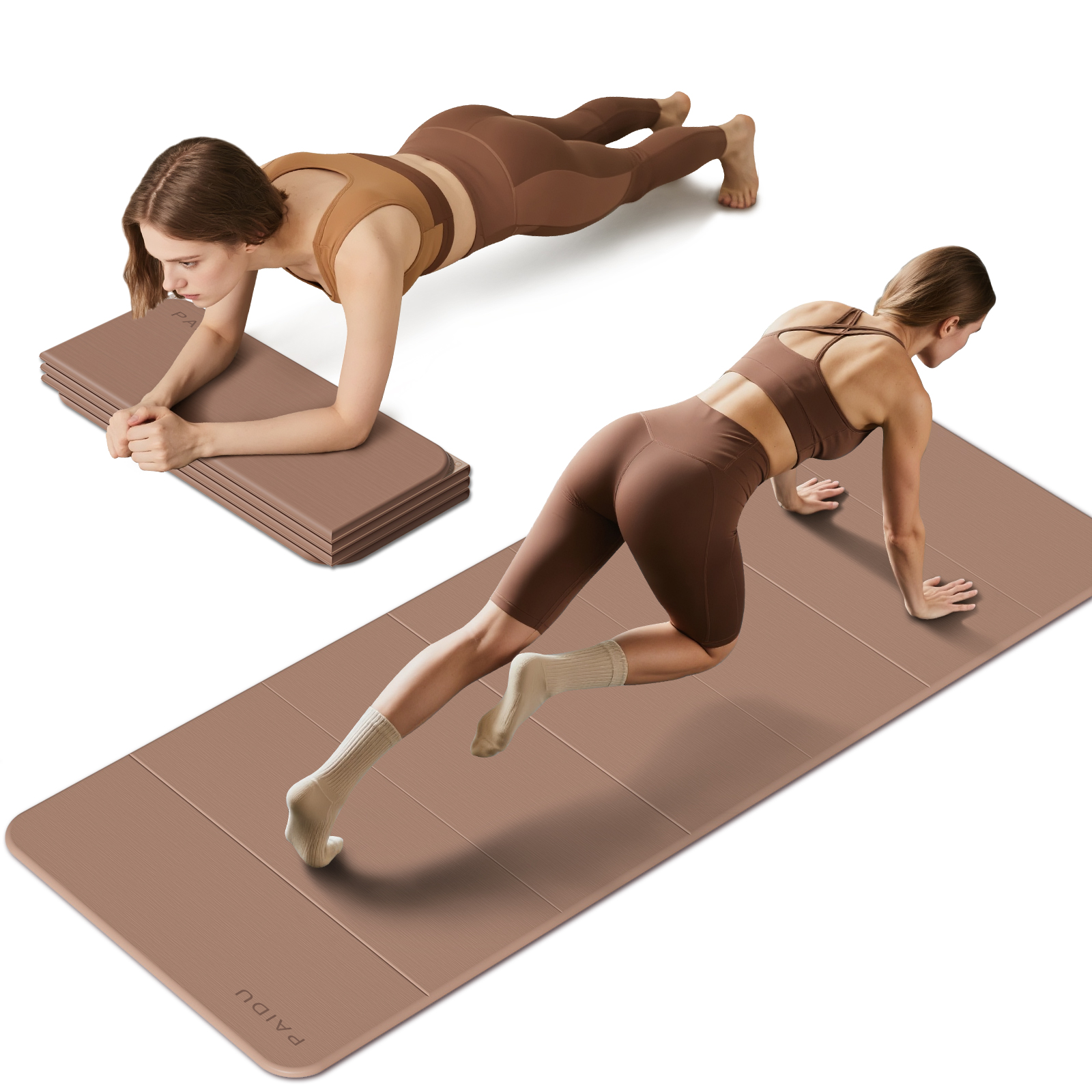 Foldable Fitness Yoga Mat | 2/5" (10MM) Extra Thick | SGS Certified Non-Slip TPE | 75x26" Extra Long-Wide | Portable & Easy Store | for Yoga, Pilates, Home Gym & Full-Body Workouts