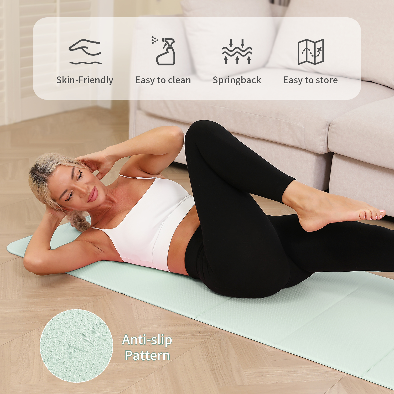 Foldable Yoga Mat - 10mm Extra Thick, 75"26" Non-Slip Exercise Fitness Mat | SGS Eco-Certified, Portable for Yoga/Pilates/Studio/Home Workout