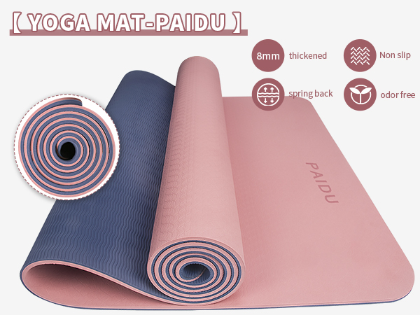 Yoga Mat 8mm Super Thick TPE Fitness Mat | SGS Certified | Non-Slip, Odorless & Tear-Resistant | Unisex with Strap | for Yoga, Pilates, Meditation & Home Workouts Visit the PAIDU Store